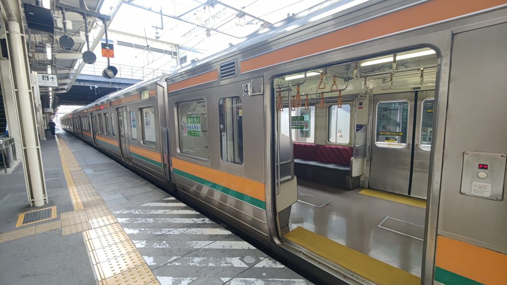 train stopped at a station