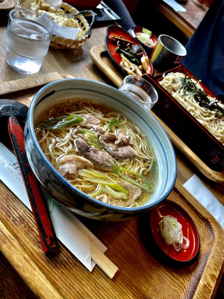 soba on a tray