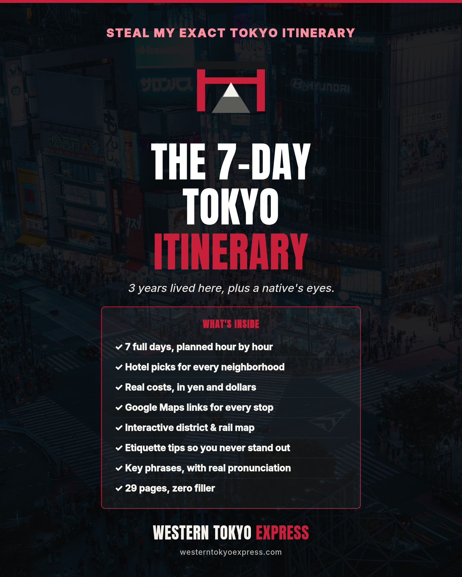 Preview of the free 7-day Japan itinerary